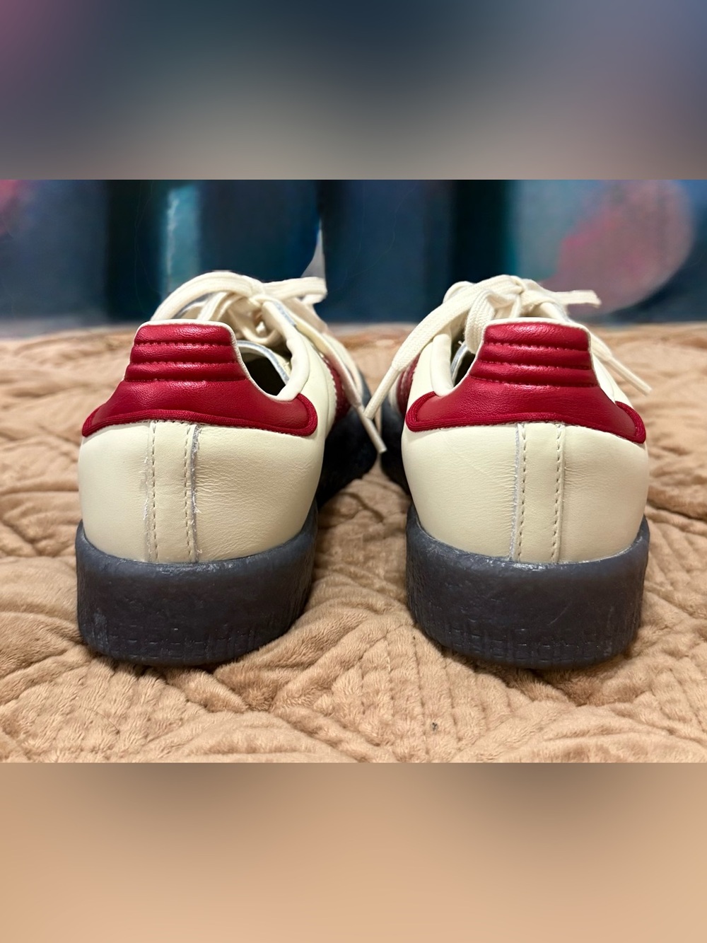 Adidas Samba Cream White/Team Victory Red Leather Sneakers - Picture 6 of 8